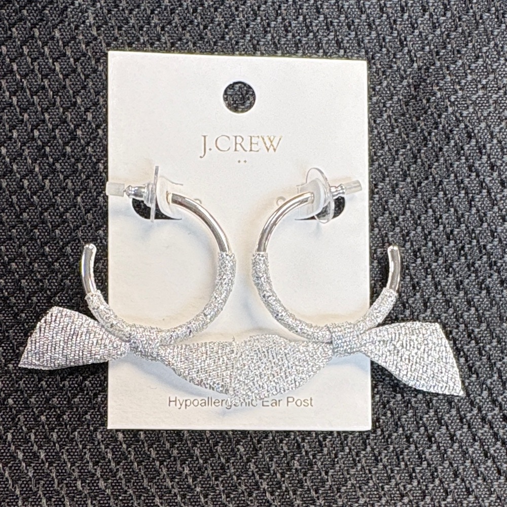 J. Crew Silver Bow Hoop Earrings